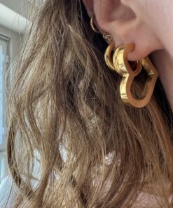 Kalp Çelik Gold Küpe