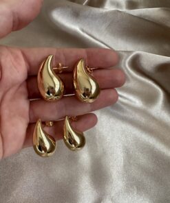 Alternative view of Su Damlası Gold Çelik Küpe