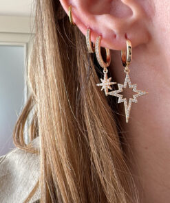 Kuzey Yıldızı Rosegold Üçlü Set Küpe