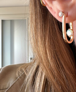 Tek Taşlı Oval Küpe