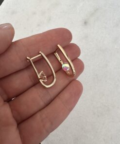 Alternative view of Tek Taşlı Oval Küpe