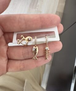 Alternative view of Üçlü Balık Set Küpe