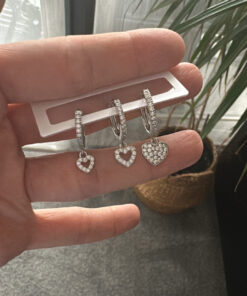 Minimal Kalp Silver Üçlü Set Küpe