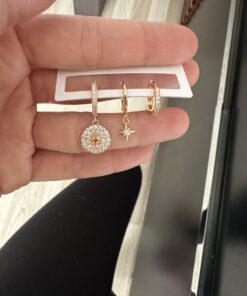 Alternative view of Kuzey Yıldızı Rosegold Üçlü Set Küpe