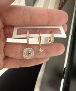 Kuzey Yıldızı Rosegold Üçlü Set Küpe